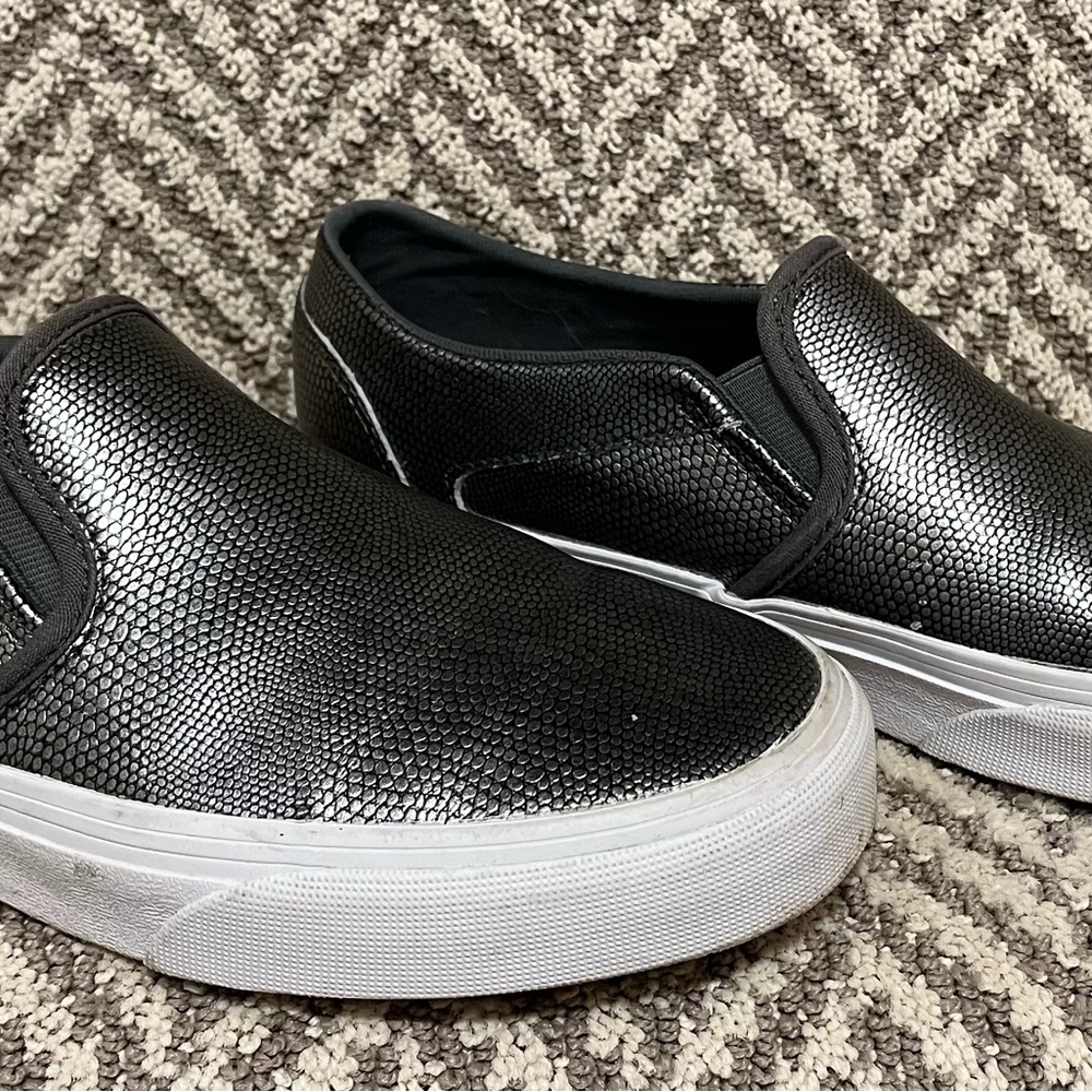 Vans Metallic Black Slip-On Shoes